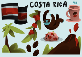Costa Rica icon set vector
