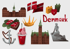 Denmark icon set vector