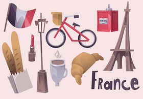 France icon set vector