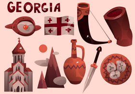 Georgia icon set vector