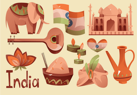 India icon set vector