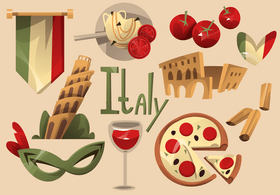 Italy icon set vector