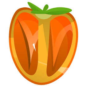 Persimmon sharon fruit half clipart