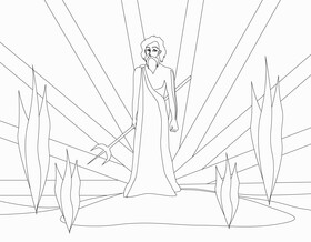 Poseidon cartoon drawing black and white vector