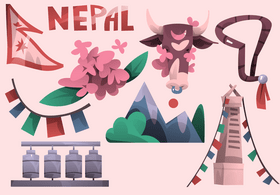 Nepal icon set vector