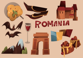 Romania icon set vector
