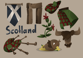 Scotland icon set vector