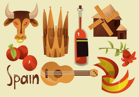 Spain icon set vector