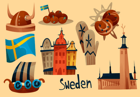 Sweden icon set vector