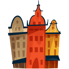 Sweden city centre buildings, houses clipart