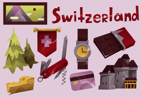 Switzerland icon set vector