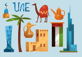 Uae icon set vector