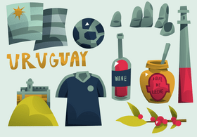 Uruguay icon set vector