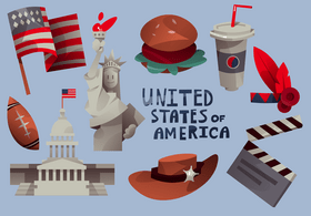 USA icon set vector