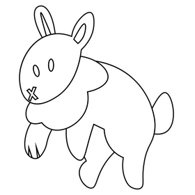 Cartoon easter bunny black and white clipart