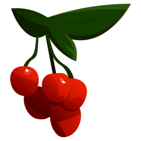 Cherries with leaves clipart