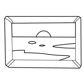 Sea picture in frame black and white clipart