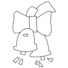 Christmas bells with bow illustration black and white clipart