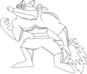 Wolfman cartoon character illustration black and white clipart