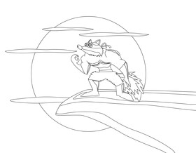 Wolfman cartoon character illustration black and white vector