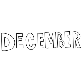 December text black and white clipart