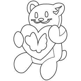 Cute romantic teddy bear black and white clipart