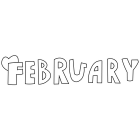February sign illustration black and white clipart