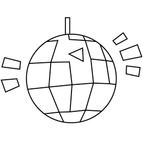 Cartoon disco ball black and white clipart