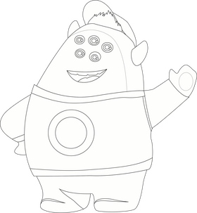 Squishy cartoon character drawing black and white clipart