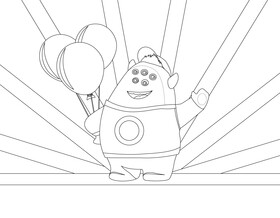 Squishy cartoon character drawing black and white vector