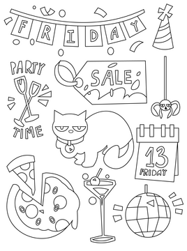 Friday 13th, unlucky day black and white vector