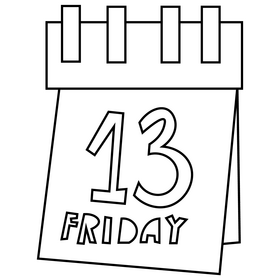 Friday the 13th calendar black and white clipart