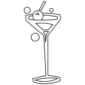 Cartoon tropical cocktail black and white clipart