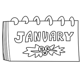 January sign cartoon black and white clipart