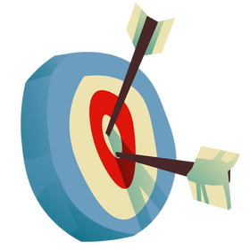 Cartoon target with arrow clipart