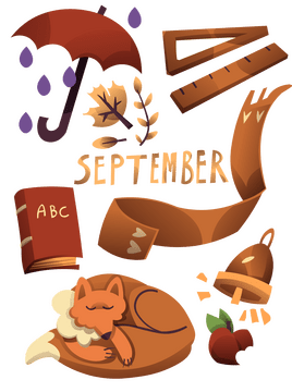Autumn elements, september set vector