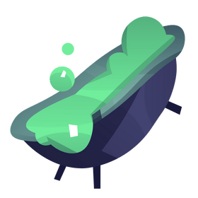 Cartoon bathtub with bubble clipart