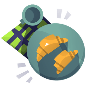 Croissant illustration, cartoon breakfast clipart