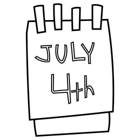 4th of July calendar free black and white clipart