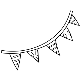 Flag garland drawing black and white clipart