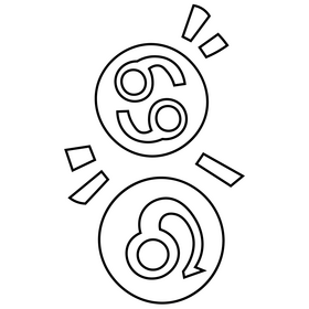 July zodiac signs, cancer zodiac, leo zodiac black and white clipart