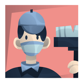 Personnel cleaning worker during coronavirus pandemic clipart