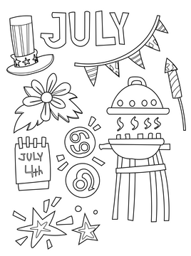 July icons black and white vector
