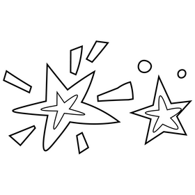 July stars black and white clipart