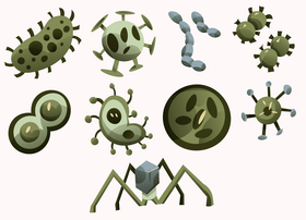 Virus bacteria icon cartoon set vector