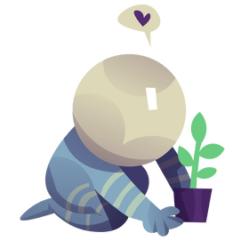 Astronaut planting flower clipart