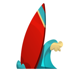 Surfboard on wave free clipart