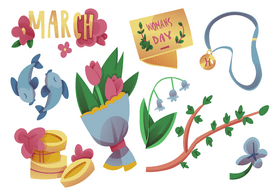 March icons, womens day vector