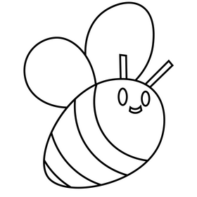 Cartoon bee flying black and white clipart