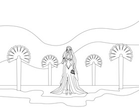 Corpse bride drawing black and white vector